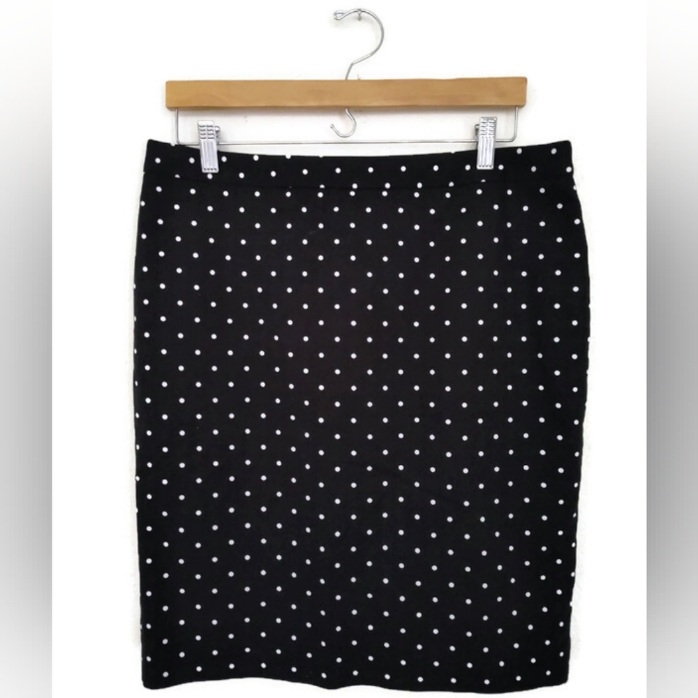 LIZ CLAIBORNE Black And White Polka Dot Lined Skirt Size 12/ Large